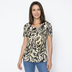 Jeannie Damen-Plissee-Shirt multicolor