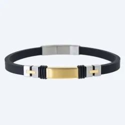 Armband Edelstahl bicolor, Silikon