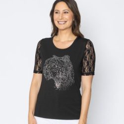 BRILLIANTSHIRTS Damen-Shirt Strass Leopard