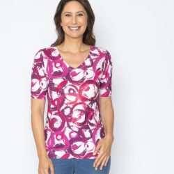 BRILLIANTSHIRTS Damen-Shirt Kreise pink
