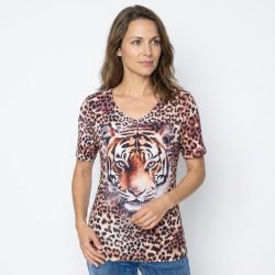 BRILLIANTSHIRTS Damen-Longshirt Tiger Strass