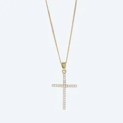 Anhänger mit Kette 925 Silber vergoldet Zirkonia