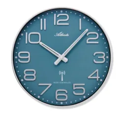 Atlanta Funk-Wanduhr silber-blau