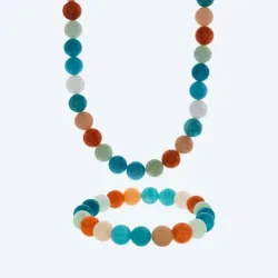 SET Collier+Armband Quarz gefärbt, Aventurin
