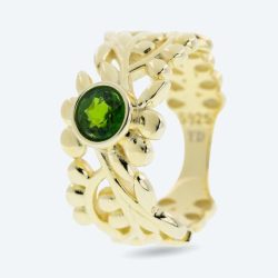 Ring 925 Silber vergoldet Chromdiopsid