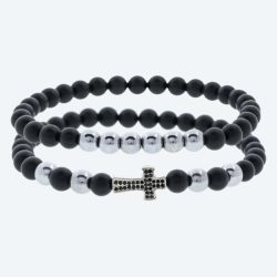 SET: 2x Armband Achat silberfarbig