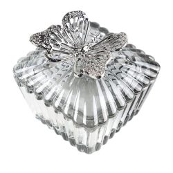 Crystal Dreams Deckeldose Schmetterling grau