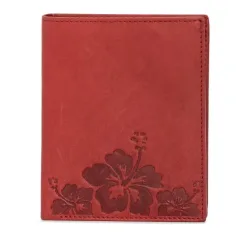 TESORO Lederbörse Hibiskus rot
