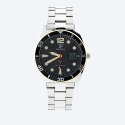 Time Piece Herren-Funkuhr, Edelstahlband, grau