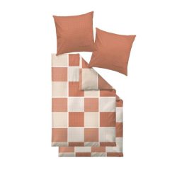 Bugatti Bettwäsche 4tlg. Flanell Apricot Karo