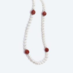 Collier Süßwasserzuchtperlen, Achat endlos