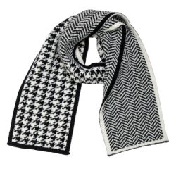 Schal mit Hahnentrittmuster schwarz