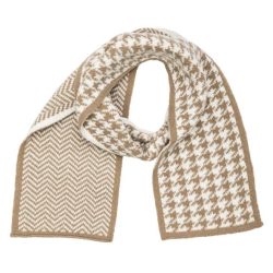 Schal mit Hahnentrittmuster beige