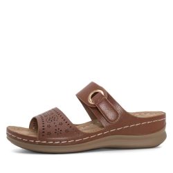 TOPWAY COMFORT Damenpantolette cognac