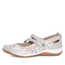 Chiara Gradi Damenslipper creme mit Blumenmuster