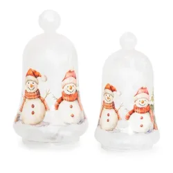 2 LED-Glasglocken Schneemann