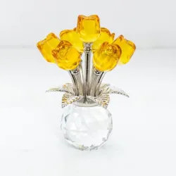 Crystal Dreams Rosen in Vase gelb