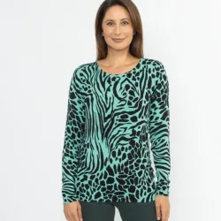 MILANO Design Damen-Pullover grün/schwarz