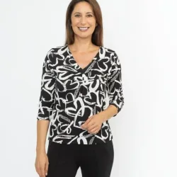 MILANO Design Damen-Shirt Herzen schwarz/offwhite