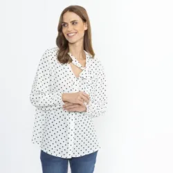 TRENDS by J. L. Schluppenbluse offwhite/schwarz