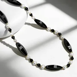 Collier Achat, Süßwasserzuchtperlen