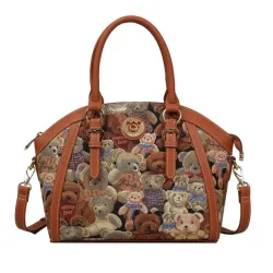 Henney Bear Henkeltasche cognac/multicolor