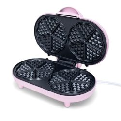 Bestron Doppel-Herz Waffeleisen, rosa