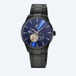 ETT Herren-Automatikuhr, schwarz-blau