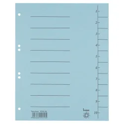 Bene 1 bis 10 Trennblätter DIN A4 Blau 10-teilig Pappkarton 6 Löcher 97300BL 100 Stück
