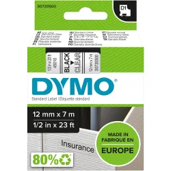 DYMO Schriftband D1 schwarz/transp. S0720500 12mm/7m