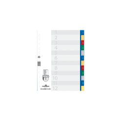 DURABLE Register 6750 DIN A4 Farbig sortiert 12-teilig 11-fach Kunststofffolie 1 bis 12