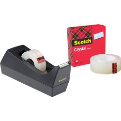 Scotch Klebebandabroller-Set Crystal Clear C38 Schwarz 19 mm (B) x 10 m (L) PP (Polypropylen)