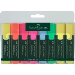 Faber-Castell Superfluorescent Textliner 48 Textmarker Farbig assortiert Mittel Keilspitze 1 - 5 mm Nachfüllbar 8 Stück