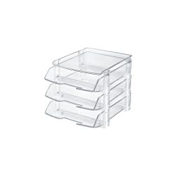 Han Briefablagenset Wave /1043-23, glasklar, 277x252x350 mm, Set 3 Ablagen und Abdeckung