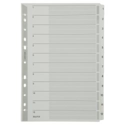 Leitz Register 4325 DIN A4 Weiß 12-teilig 11-fach Karton 1 bis 12