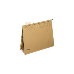 Leitz ALPHA Mehrfach-Hängehefter 1983 A4 4x Kaufmännische Heftung 1x Innentasche V-Base 15 mm 250 g/m² Naturbraun 100% Recycelter Natron-Karton