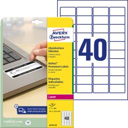 AVERY Zweckform L6145-20 Etiketten A4 Weiss 45,7 x 25,4 mm 20 Blatt à 40 Etiketten