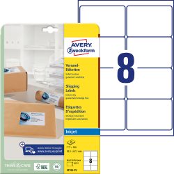 AVERY Zweckform Adressetiketten J8165-25 Selbsthaftend A4 Weiss 99,1 x 67,7 mm 25 Blatt à 8 Etiketten