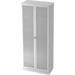 Hammerbacher Schrank 5FH Spanholz, Glas Weiß 800 x 420 x 2.004 mm