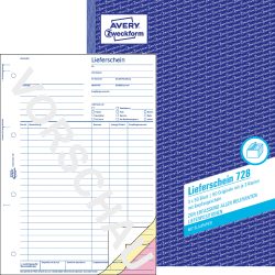 AVERY Zweckform Lieferscheine 728 DIN A4 Perforiert N/A 50 Blatt