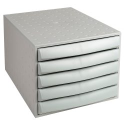 Exacompta - Schubladenbox THE BOX, 5 geschlossene Schubladen, Office, A4, Grau