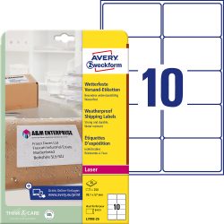 AVERY Zweckform Adressetiketten L7992-25 Weiß DIN A4 99,1 x 57 mm 25 Blatt à 10 Etiketten Wetterfeste