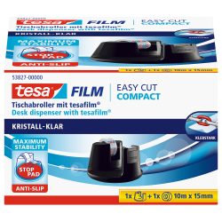 tesa Tischabroller tesafilm Easy Cut Compact Schwarz 105 mm (B) x 33 m (L) Kleiner Kern Kunststoff