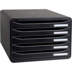 Exacompta - Schubladenbox Big Box Plus Horizon, Querformat, 5 offene Schubladen, Office, A4, Schwarz
