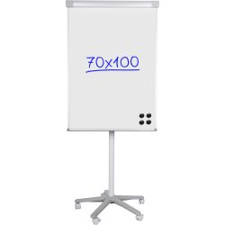 Office Depot Freihstehendes Flipchart Executive Höhenverstellbar 70 x 100 cm Mit 5 Rollen und Stiftablage Silber
