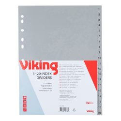 Office Depot Register DIN A4 Grau 20-teilig Perforiert Kunststoff 1 bis 20
