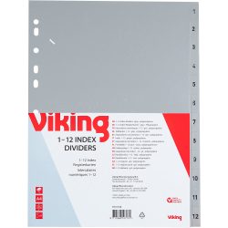 Office Depot Register Numerical DIN A4 Grau 12-teilig Perforiert Kunststoff 1 bis 12