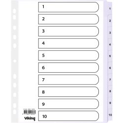 Office Depot Register DIN A4 Weiß 10-teilig 11-fach Mylar 1 bis 10