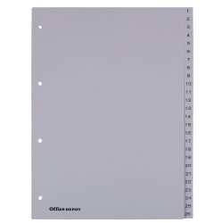 Office Depot Register 1-52 DIN A4 Grau 52-teilig 4-fach Kunststoff 1 bis 52