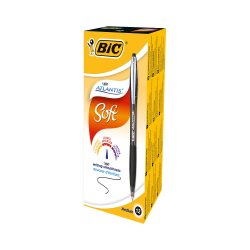BIC Atlantis Soft Kugelschreiber Schwarz Mittel 0.4 mm Nachfüllbar 12 Stück